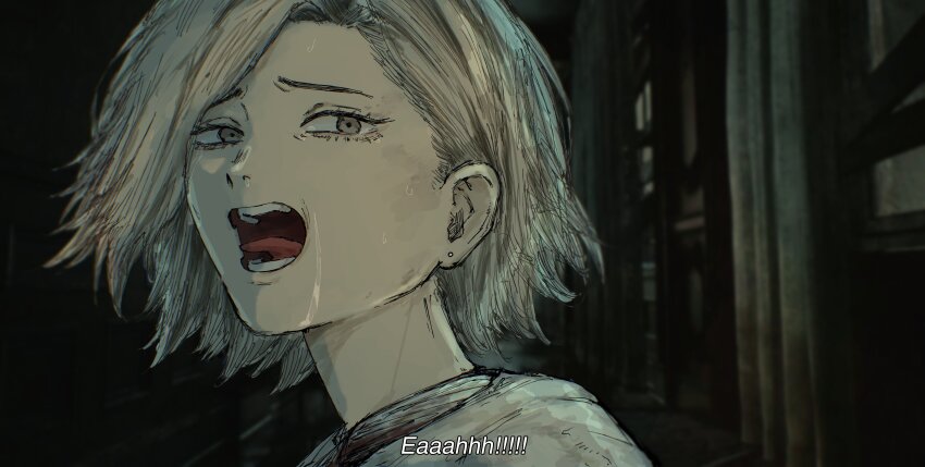 1girl, absurdres, blonde_hair, chainsaw_man, commentary, earrings, english_commentary, grace_ashcroft