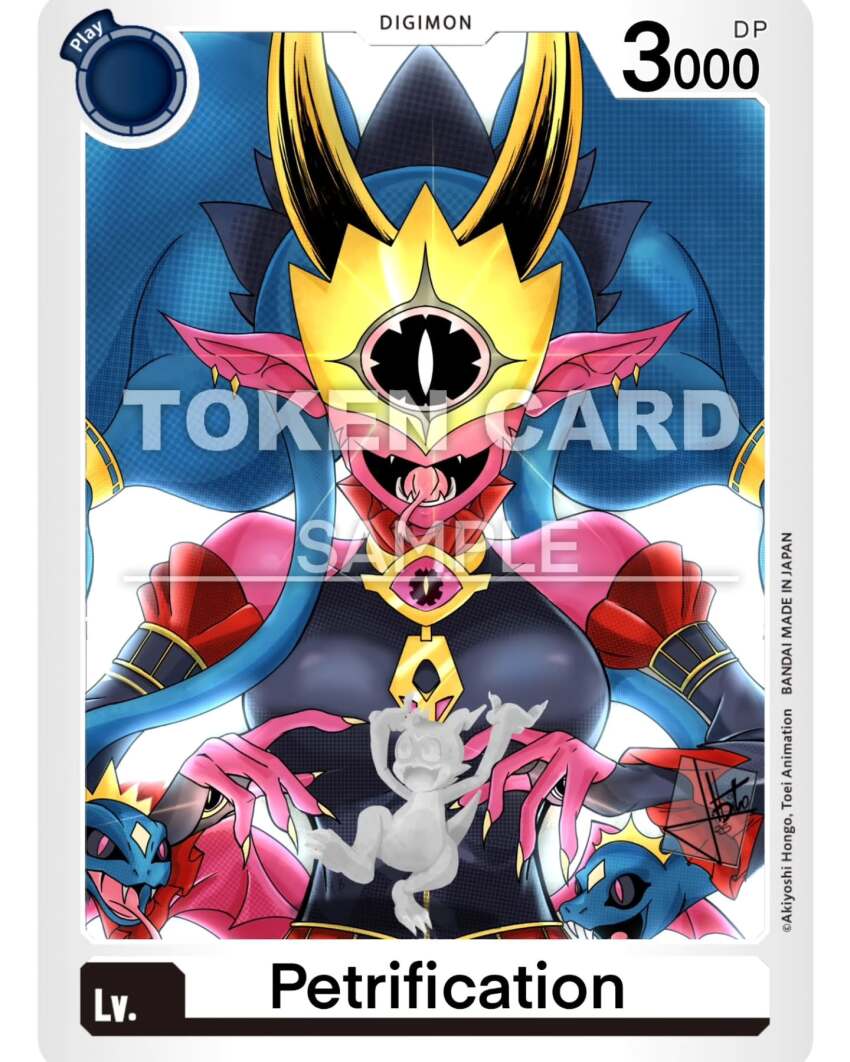 crown, digimon, digimon_(creature), digimon_card_game, j.ibito, mask, medusamon, petrification, snake, snake_hair, token_(tcg), v-mon