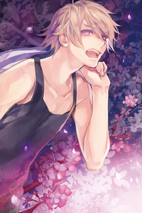 10s, 1boy, bad_id, bad_pixiv_id, blonde_hair, cherry_blossoms, flower, ivan_karelin