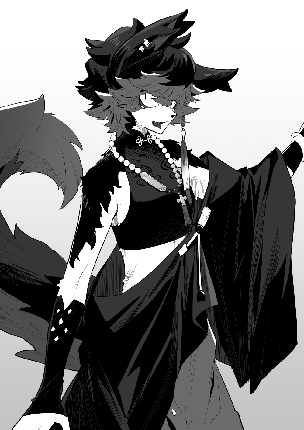 1boy, aak_(arknights), aak_(healing_hand_evil_heart)_(arknights), animal_ears, arknights, bead_necklace, beads, body_fur