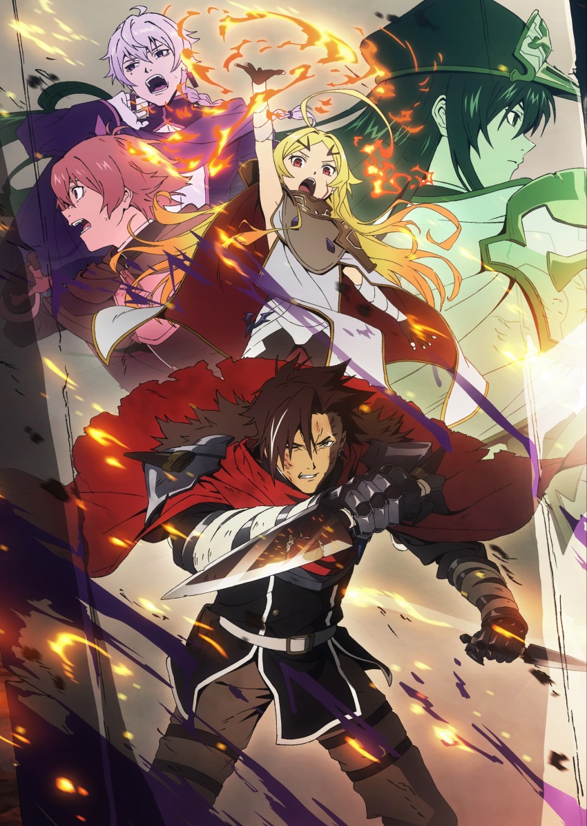 2girls, 3boys, absurdres, armor, bandages, blonde_hair, braid, breastplate