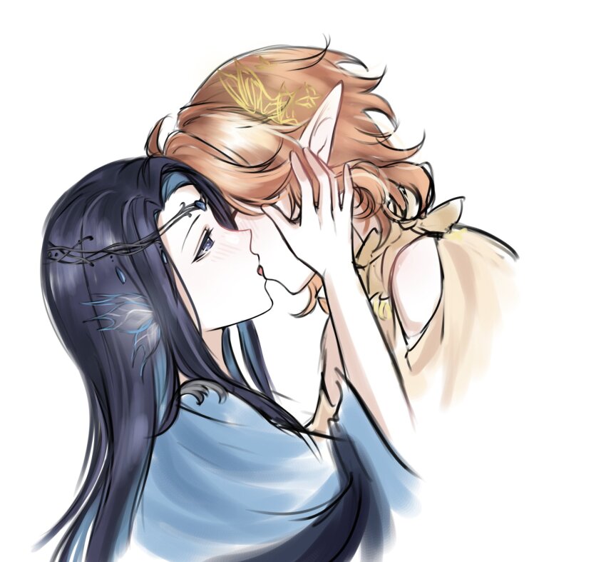 2others, androgynous, arionus_(shining_nikki), bare_shoulders, black_hair, black_shawl, blue_eyes, blue_robe