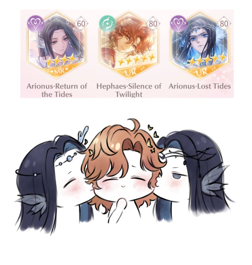 3others, ^_^, arionus_(shining_nikki), black_hair, bug, butterfly, butterfly_on_head, circlet