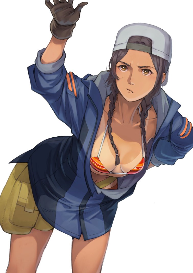 1girl, dark-skinned_female, dark_skin, gloves, gundam, gundam:_hathaway's_flash, julia_suga, navel