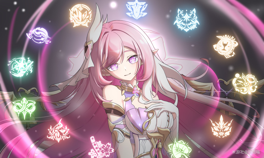 1girl, absurdres, bare_shoulders, breasts, chinese_commentary, commentary_request, corset, diamond-shaped_pupils