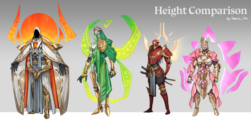 angel, armor, cape, commentary, concept_art, detached_wings, english_commentary, extra_arms