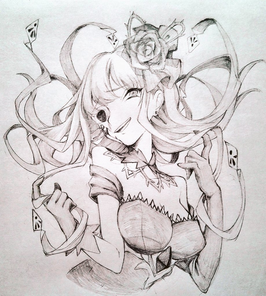 1girl, bare_shoulders, breasts, chaos_cinderella_(grimms_notes), chaos_cinderella_(original)_(grimms_notes), cleavage, commentary_request, dress