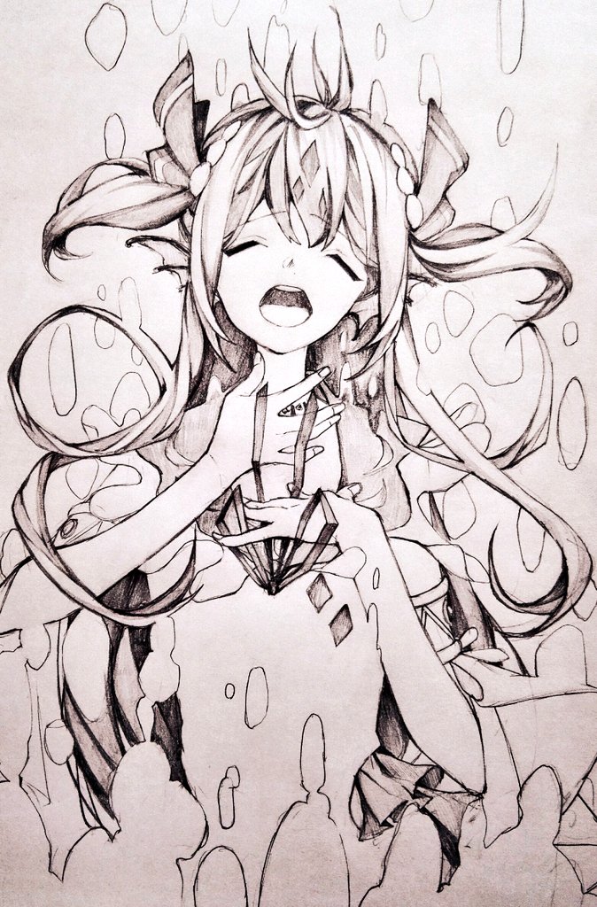 1girl, bubble, facing_viewer, fingernails, fins, floating_hair, grimms_notes, hair_between_eyes