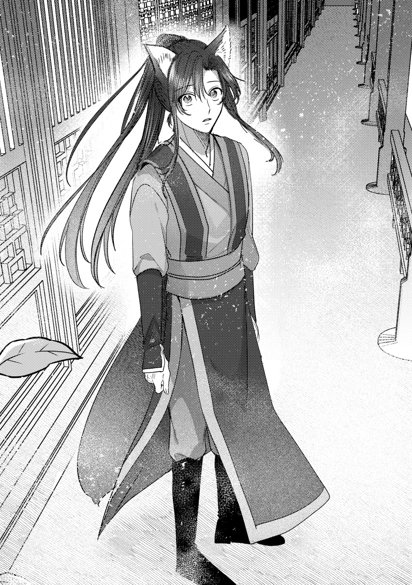 1boy, absurdres, animal_ears, architecture, boots, building, chinese_clothes, commentary_request