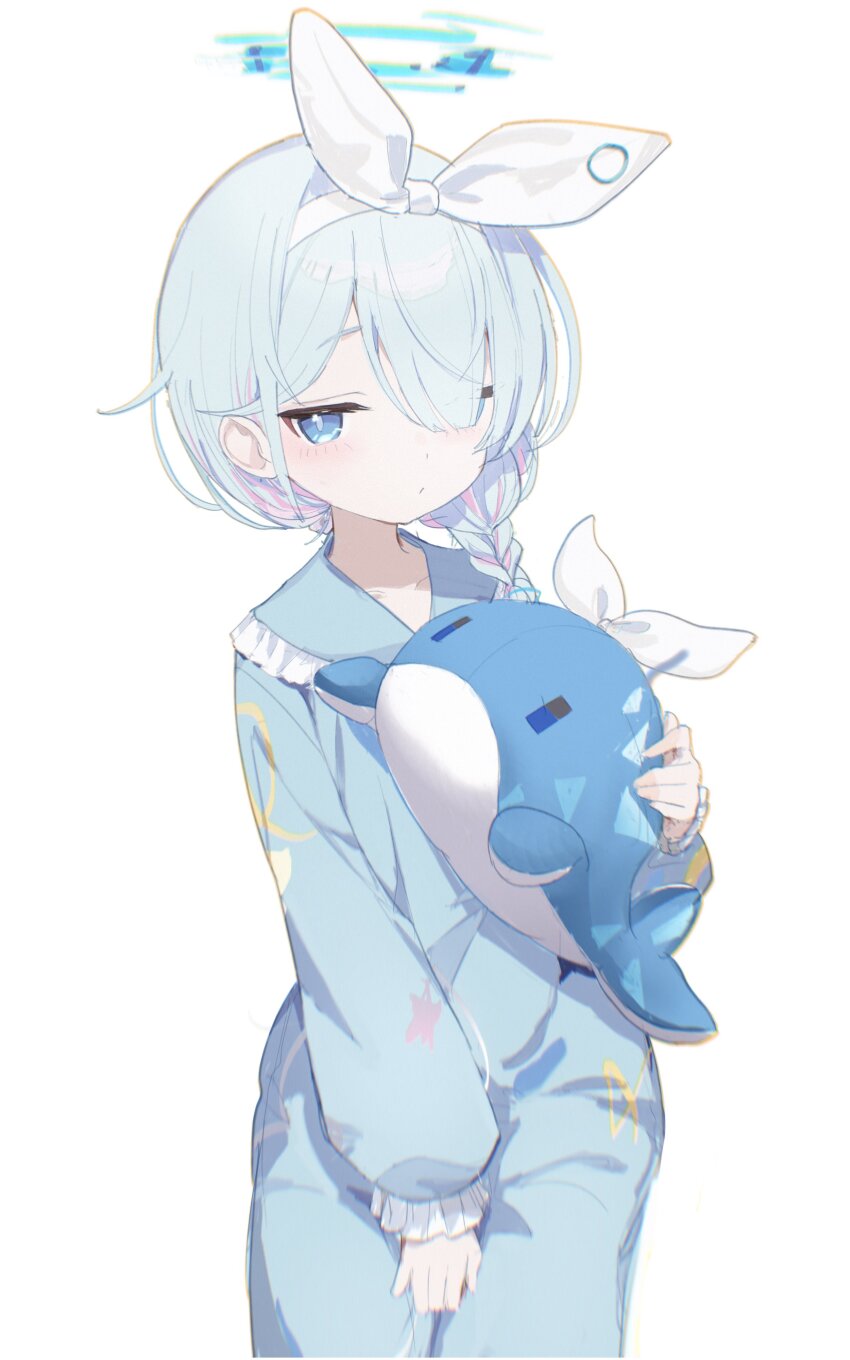 1girl, :/, absurdres, alternate_costume, alternate_hair_length, alternate_hairstyle, arona_(blue_archive), blue_archive