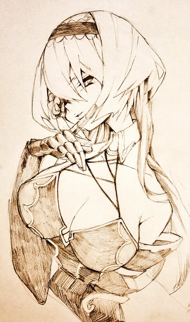 1girl, bare_shoulders, breasts, chaos_jeanne_(grimms_notes), cleavage, collarbone, detached_sleeves, flower_in_eye