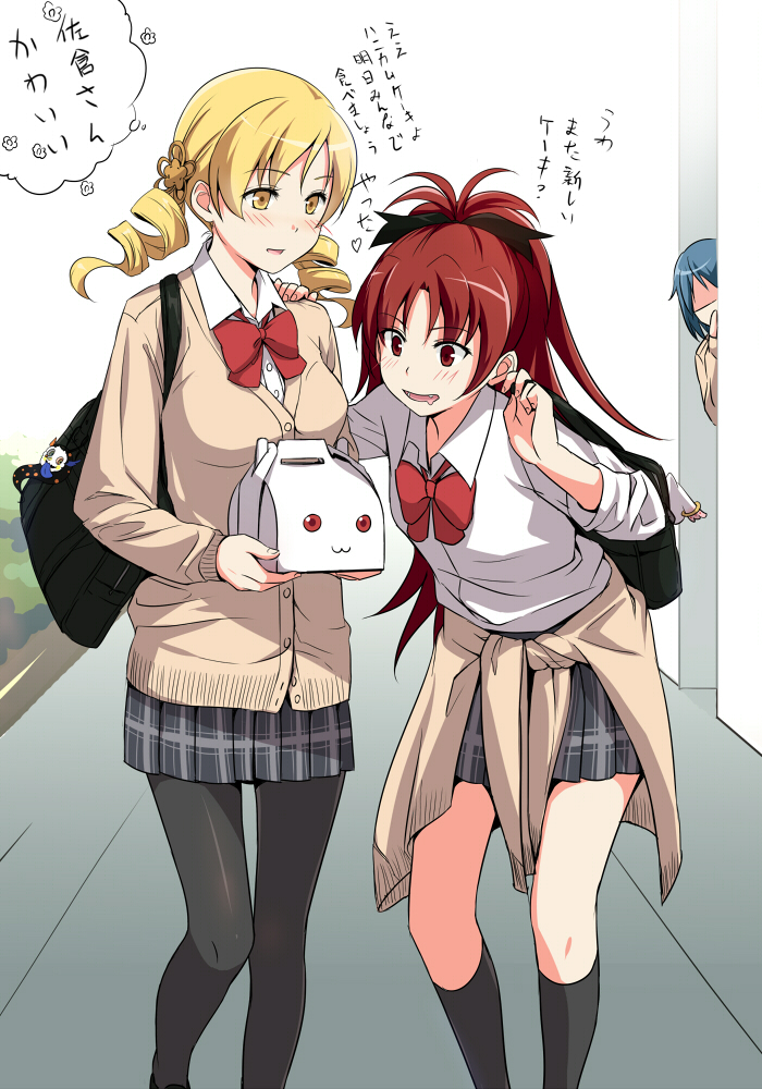 10s, 3girls, aged_up, alternate_costume, bad_id, bad_pixiv_id, bag, black_socks