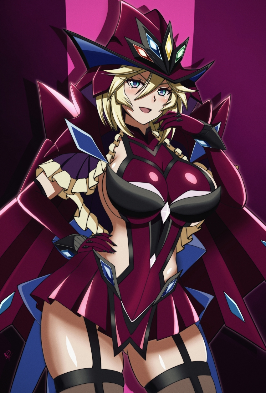 1girl, absurdres, aged_up, blonde_hair, blue_eyes, blush, breasts, carol_malus_dienheim