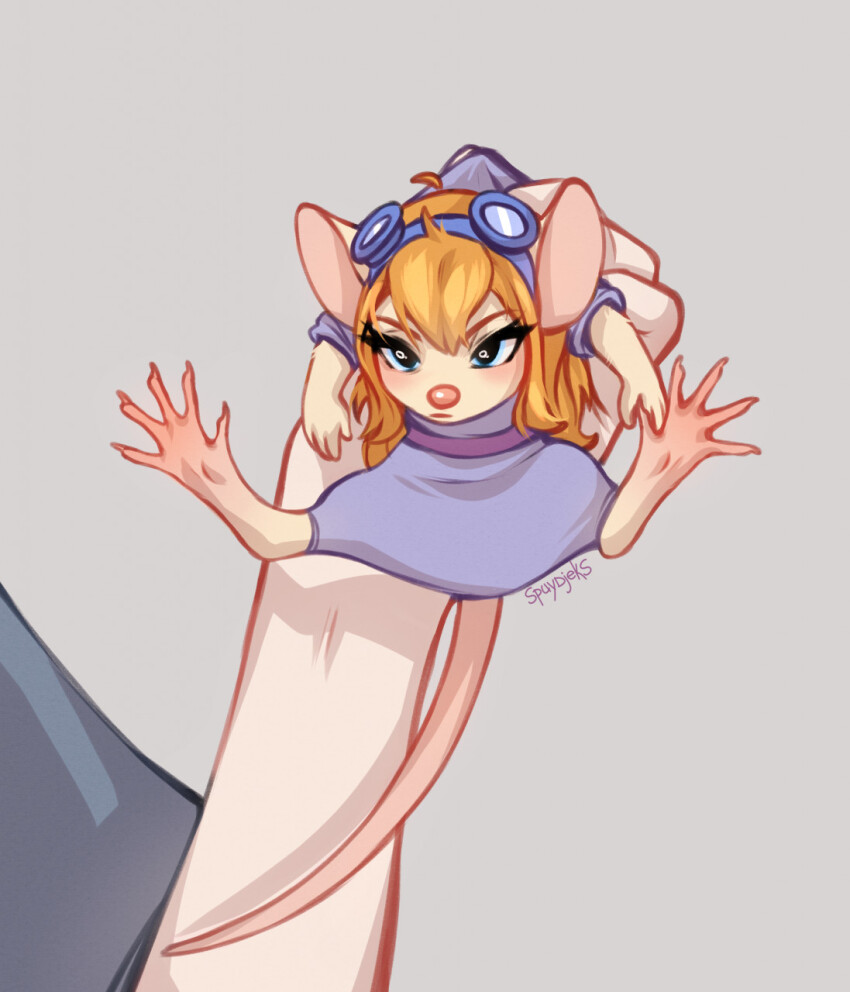 1girl, 1other, animal_ears, animal_feet, animal_nose, annoyed, arms_up, artist_name