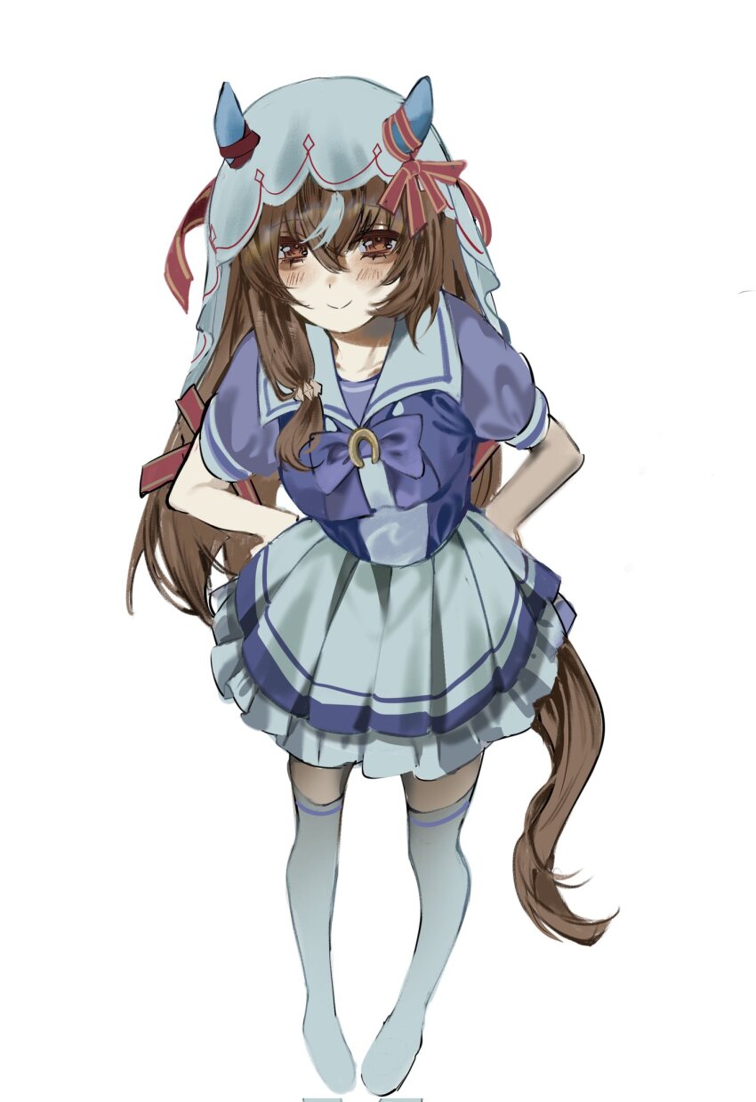 1girl, animal_ears, blush, bow, bowtie, breasts, brown_hair, closed_mouth