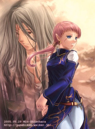 1boy, 1girl, black_hair, blue_eyes, breasts, commentary_request, dated, ena_(fire_emblem)