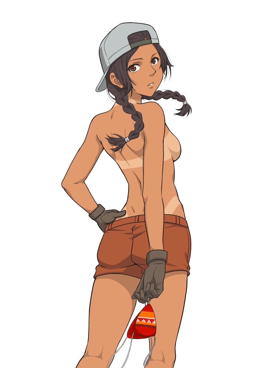 1girl, fingerless_gloves, gloves, gundam, gundam:_hathaway's_flash, julia_suga, shorts, simple_background