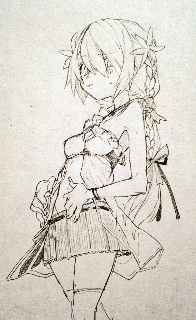 1girl, adah_(grimms_notes), alternate_costume, braid, breasts, cleavage, closed_mouth, fingernails