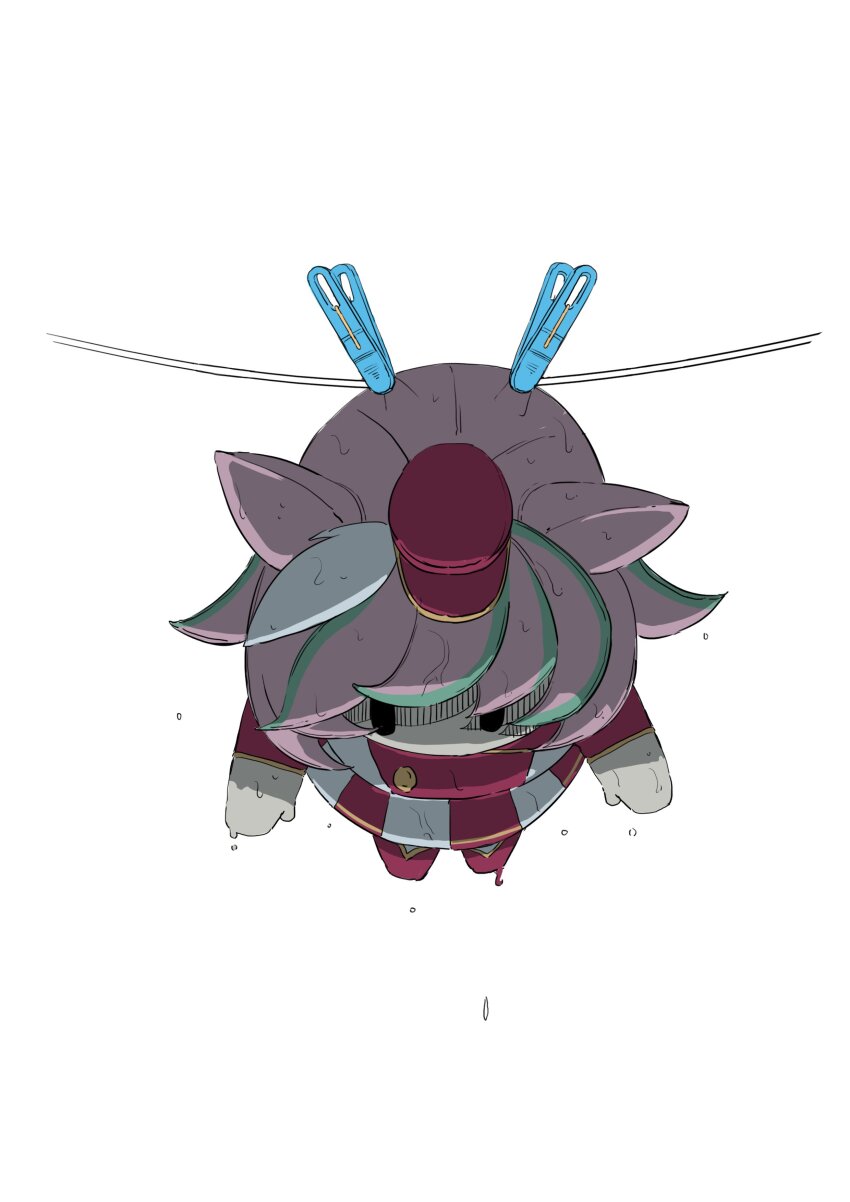 absurdres, clothes_pin, clothesline, drying, hand_puppet, hanging, hat, highres