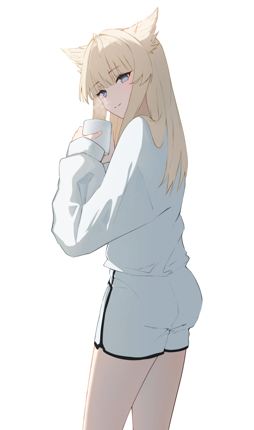 1girl, alternate_costume, arknights, arknights:_endfield, ass, blonde_hair, blue_eyes, closed_mouth