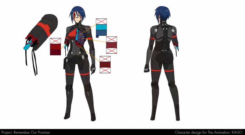 1girl, amputee, android, artist_name, blood, blood_from_forehead, blood_on_face, blue_eyes