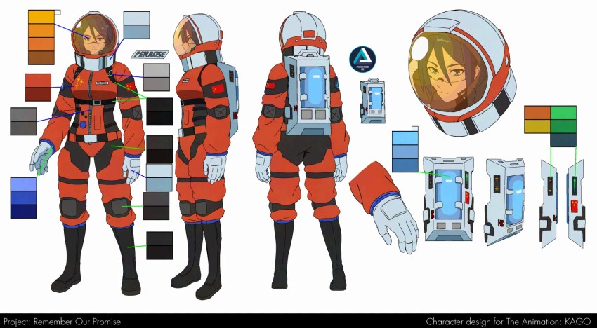 1girl, android, artist_name, backpack, bag, black_boots, blue_eyes, blue_hair