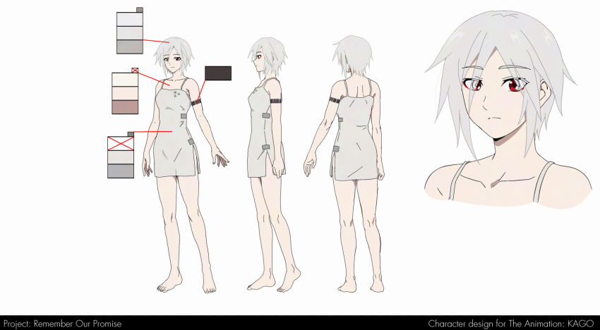 1girl, ariane_yeong, artist_name, bare_arms, barefoot, collarbone, color_guide, commentary