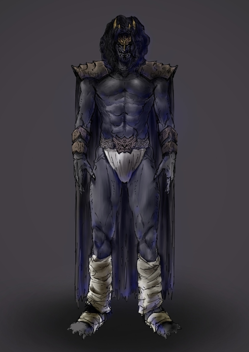 1boy, alternate_form, armor, black_hair, black_skin, cape, claws, clothes_lift