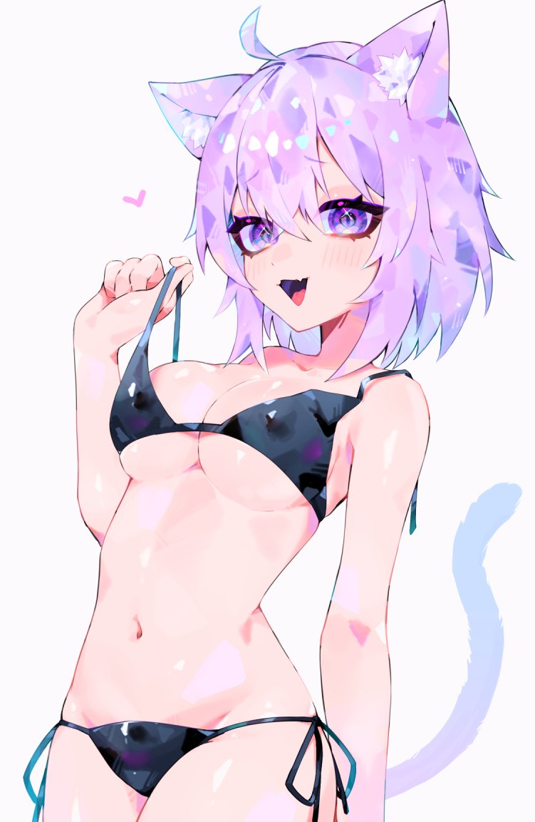 1girl, :3, :d, ahoge, animal_ear_fluff, animal_ears, arm_at_side, bare_arms