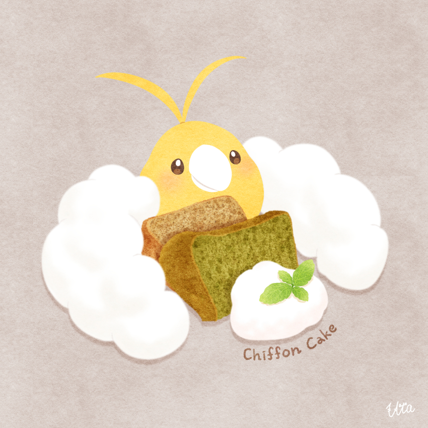 alternate_color, cake, cake_slice, chiffon_cake, commentary_request, food, food_focus, garnish