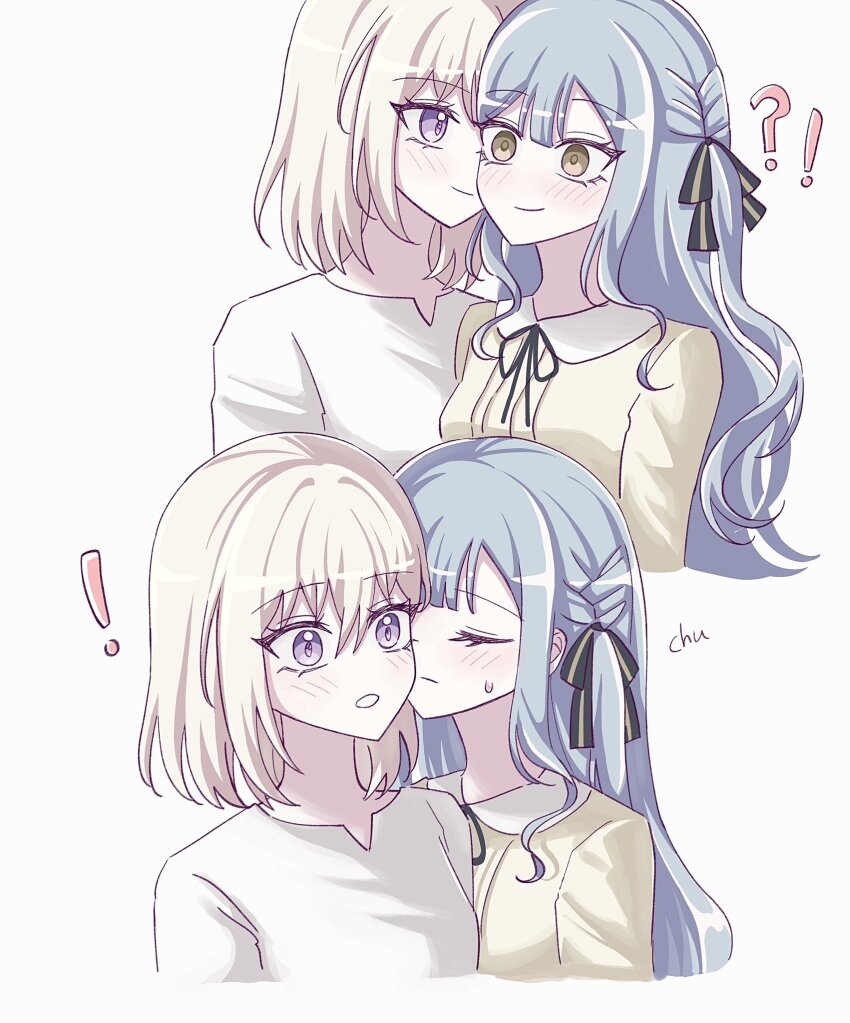 !, !?, 200bpmsoiya, 2girls, bang_dream!, bang_dream!_it's_mygo!!!!!, black_ribbon, blonde_hair