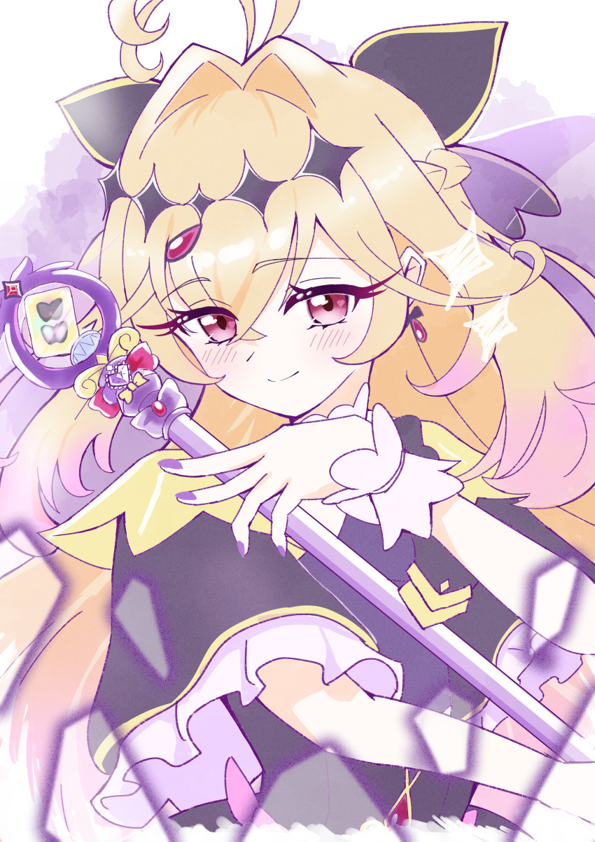 1girl, absurdres, ahoge, blonde_hair, closed_mouth, commentary_request, cure_arcana_shadow, dress