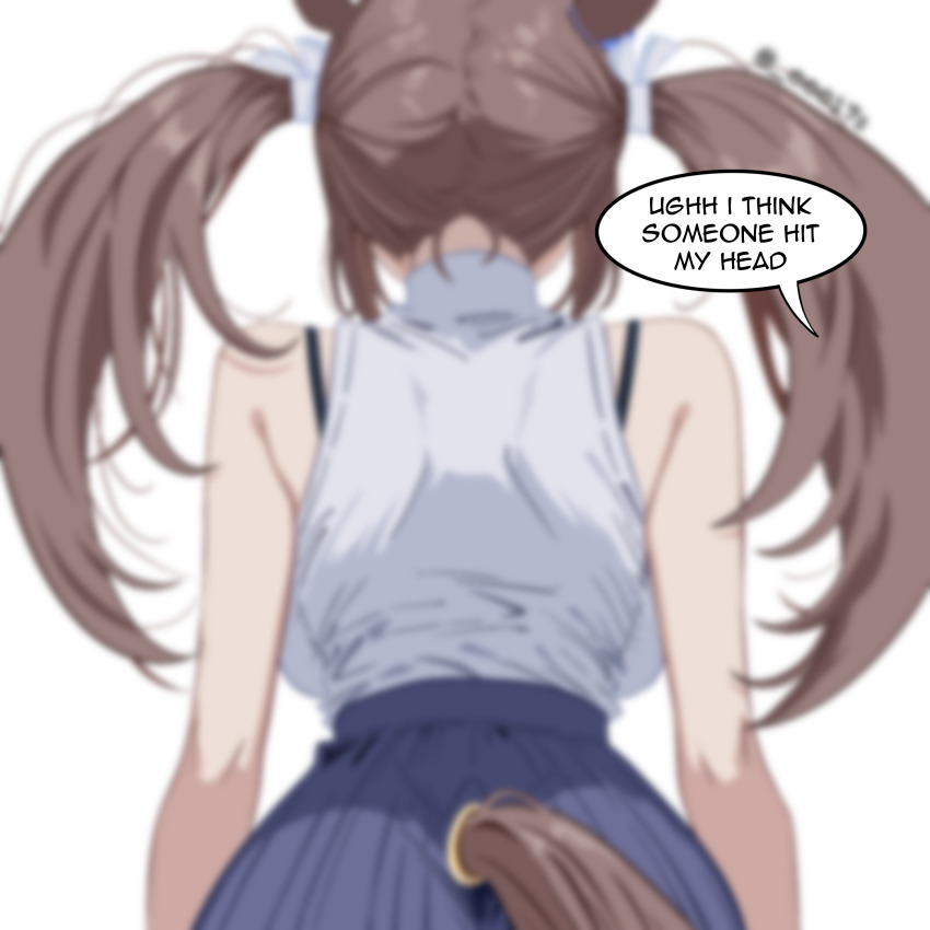 00017s, 1girl, absurdres, animal_ears, ass, back, bare_shoulders, blue_skirt