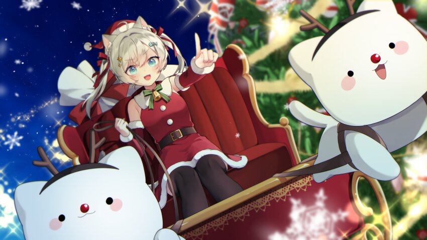 1girl, absurdres, ahoge, animal_ear_fluff, animal_ears, antlers, bell, belt