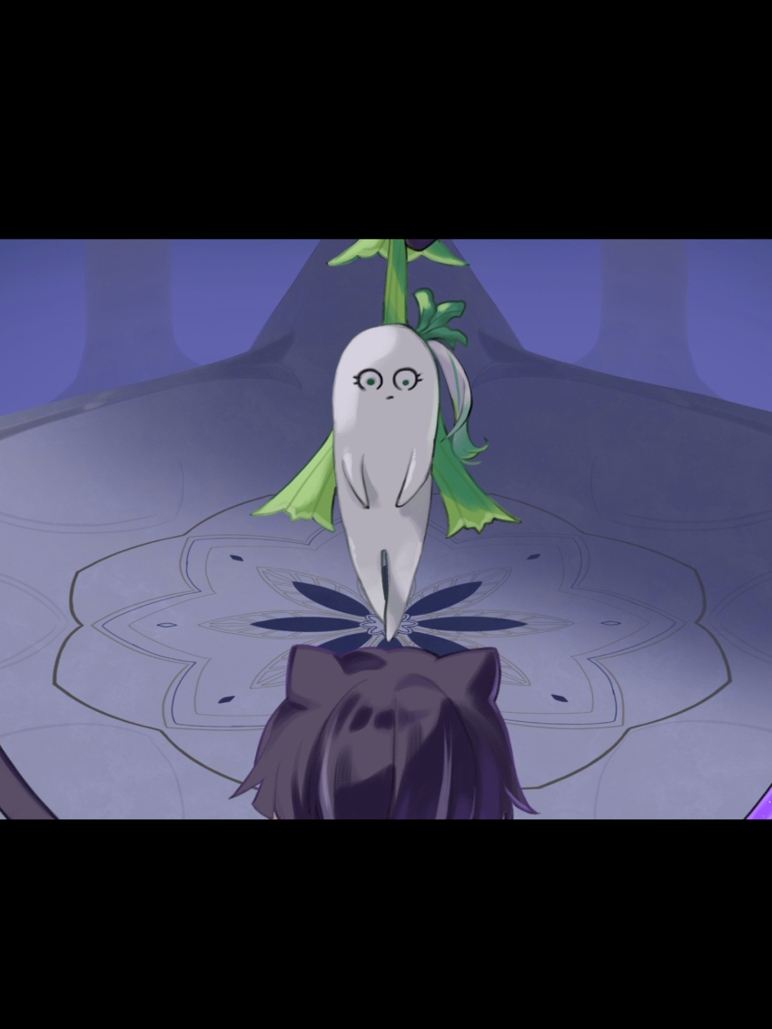 1boy, animal_ears, arms_at_sides, black_border, black_hair, border, cape, cat_boy