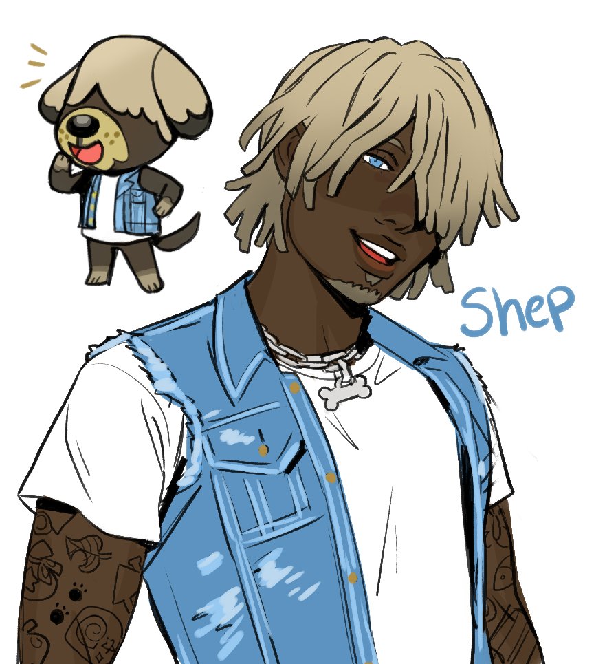 1boy, animal_crossing, animal_crossing:_new_horizons, arm_tattoo, blonde_hair, blue_eyes, blue_vest, bob_cut
