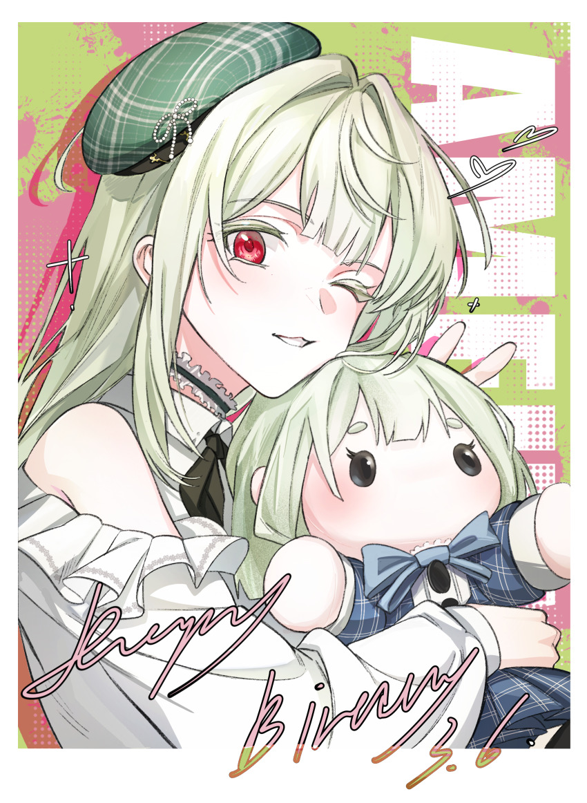 1girl, absurdres, bang_dream!, bang_dream!_it's_mygo!!!!!, beret, character_doll, chibi, choker