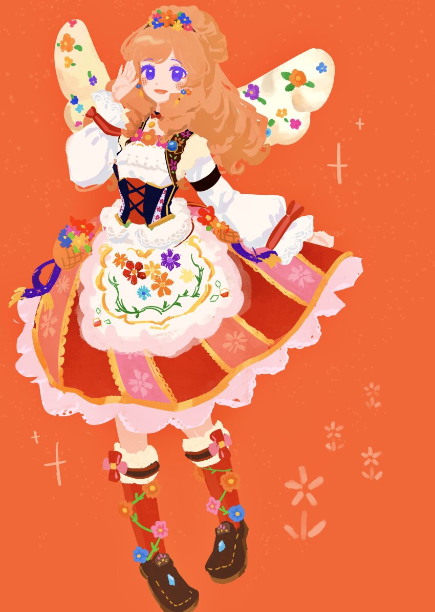 1girl, :d, absurdres, aikatsu!, aikatsu!_(series), apron, brown_shoes, commentary