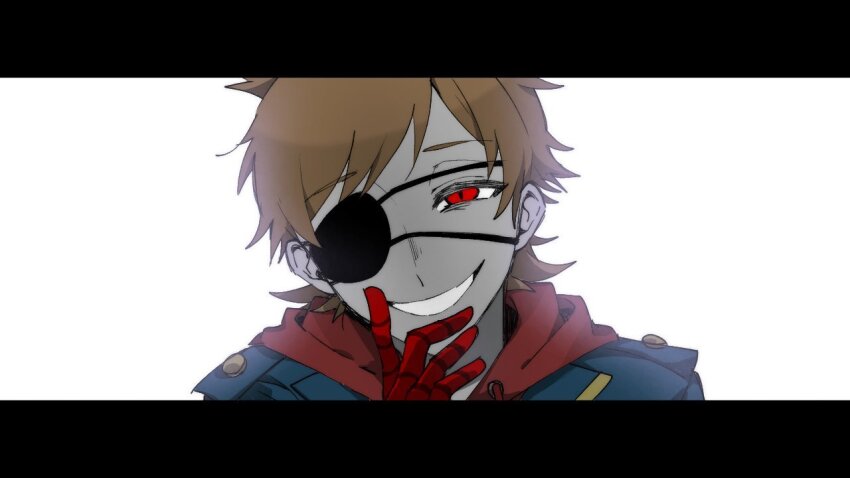 1boy, animification, antenna_hair, blue_coat, brown_hair, buttons, coat, commentary