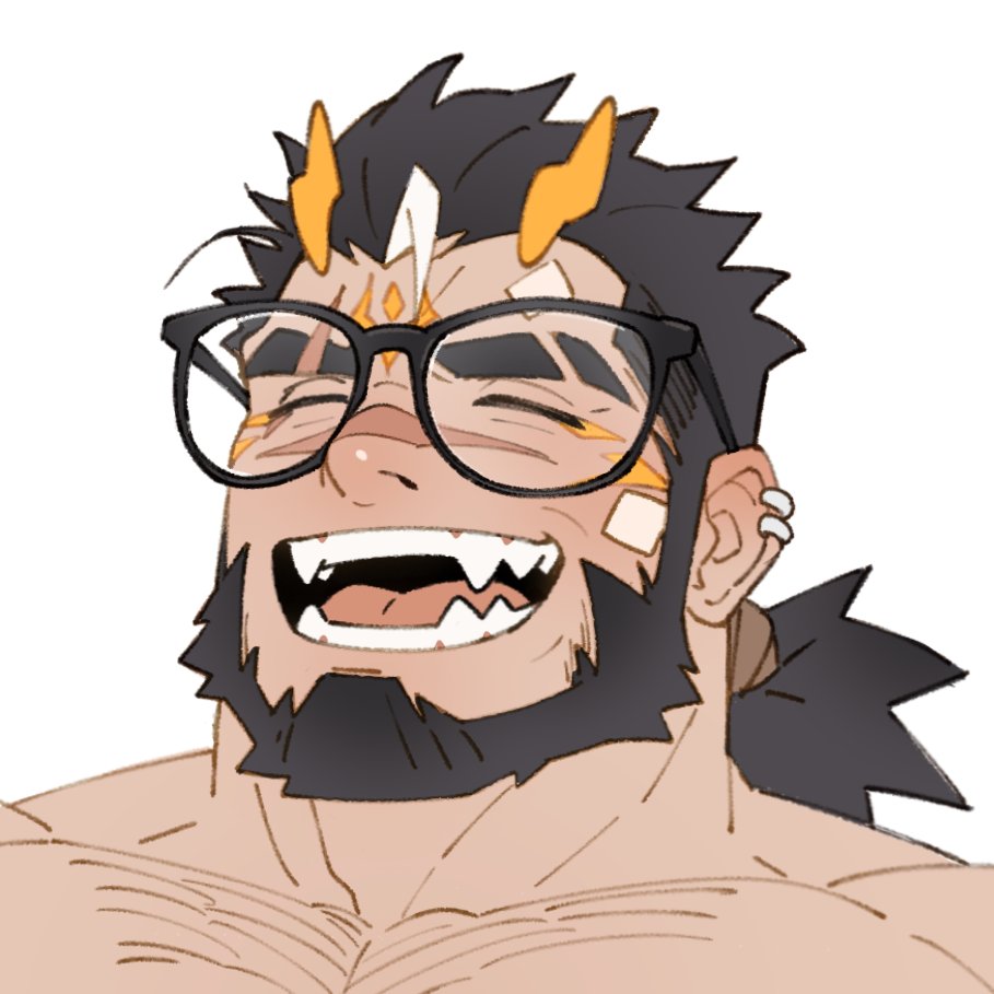 1boy, :d, ^_^, bandaid, bandaid_on_cheek, bandaid_on_face, bandaid_on_forehead, bara