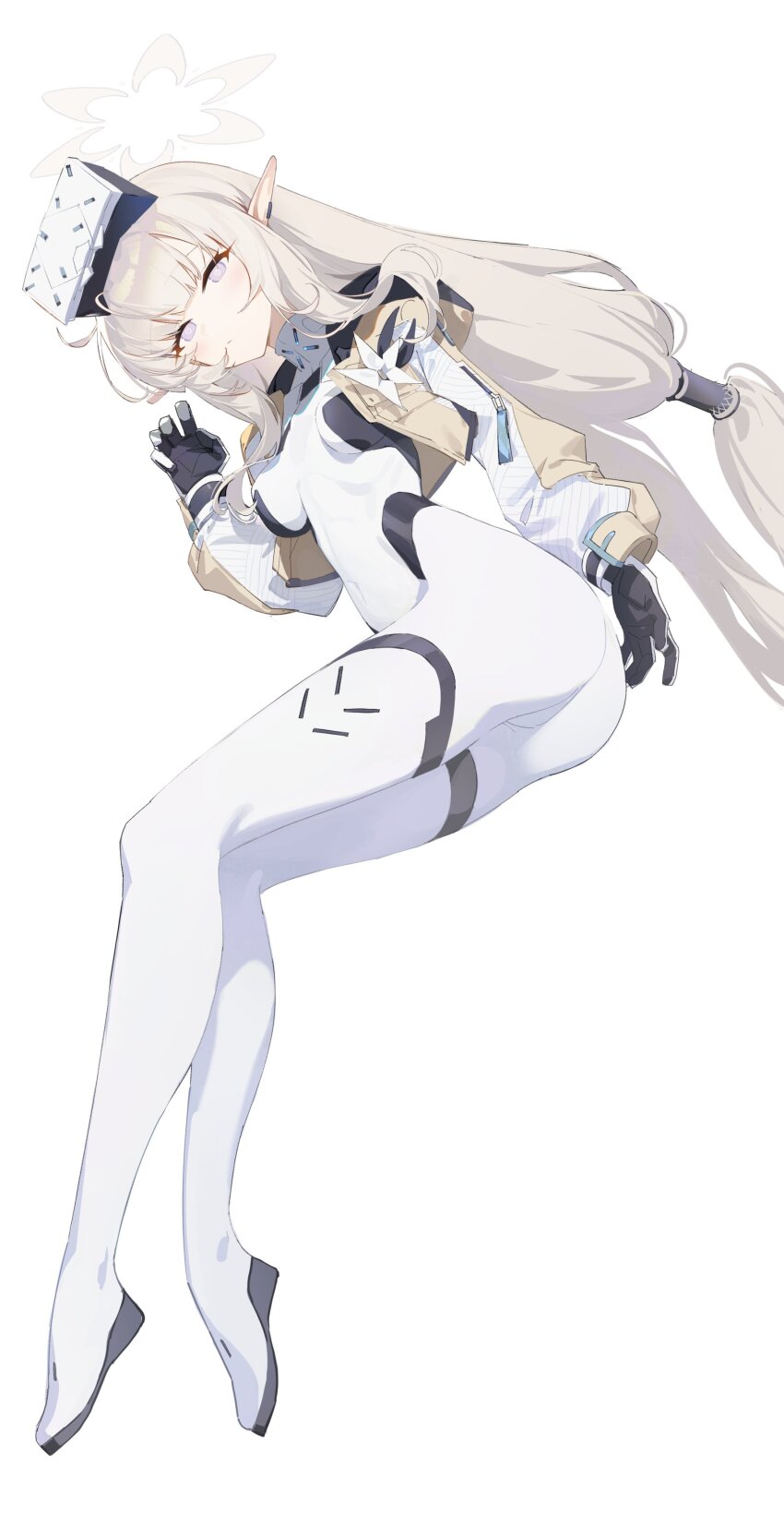 1girl, absurdres, akirayang23, ass, black_gloves, blue_archive, blunt_bangs, blush