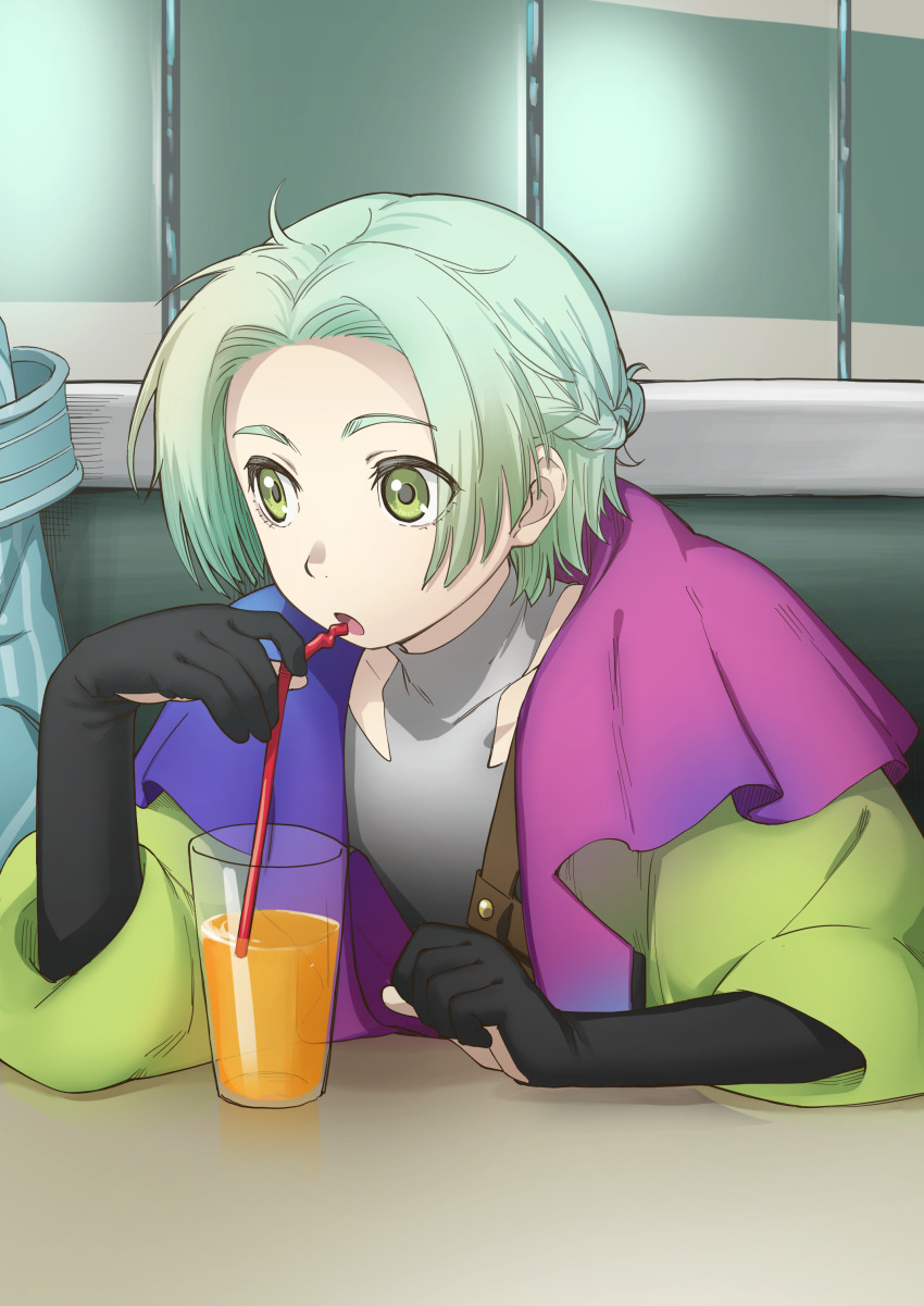 1other, :o, absurdres, arm_rest, black_sleeves, braid, clothing_cutout, commentary_request