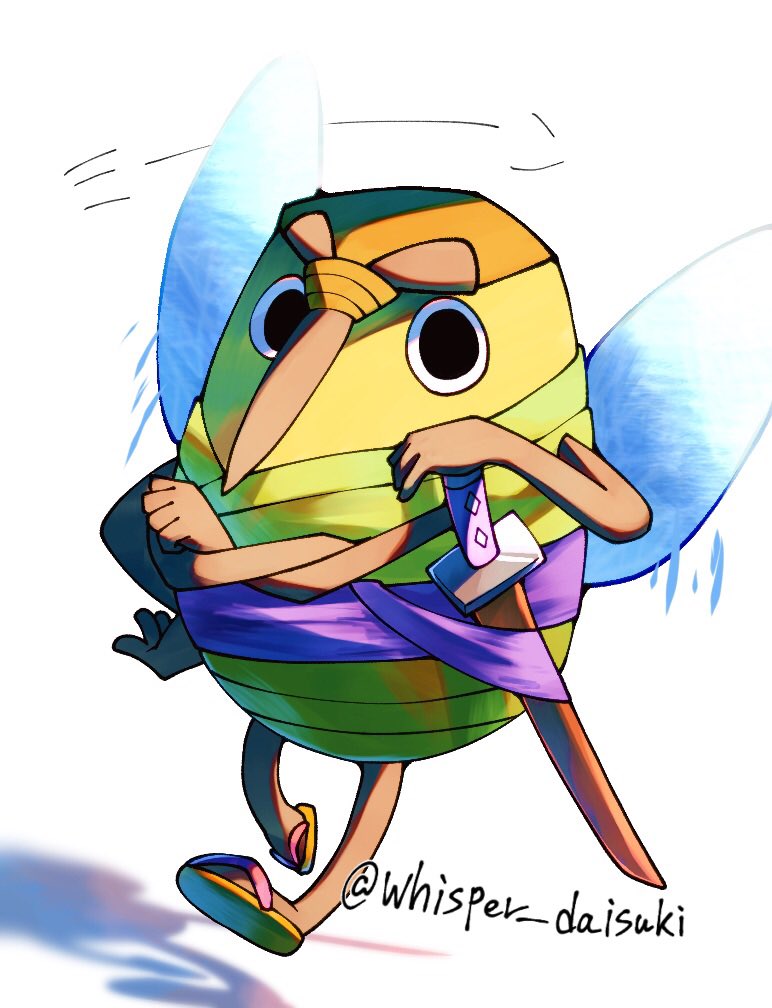 artist_name, commentary_request, katana, looking_at_viewer, no_humans, semimaru, shadow, simple_background, solo, sword, weapon, whisper_daisuki, white_background, youkai_(youkai_watch), youkai_watch