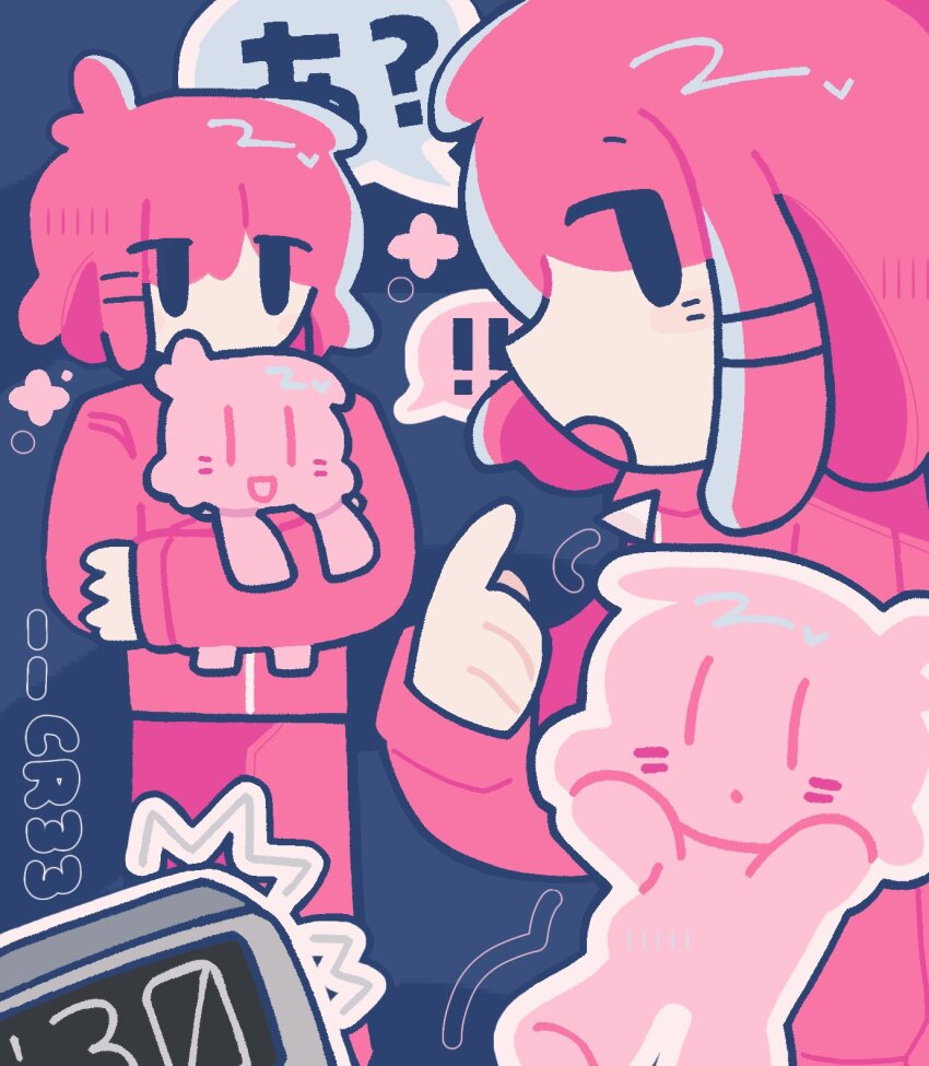 1girl, alarm_clock, antenna_hair, artist_name, chiccha_na_watashi_(synthesizer_v), clock, commentary, cr33