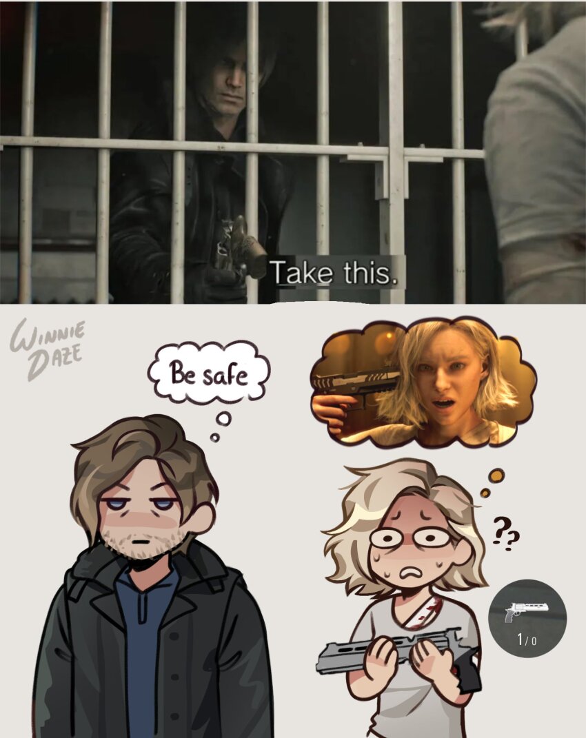 1boy, 1girl, 3d, blonde_hair, blue_eyes, commentary, english_commentary, facial_hair