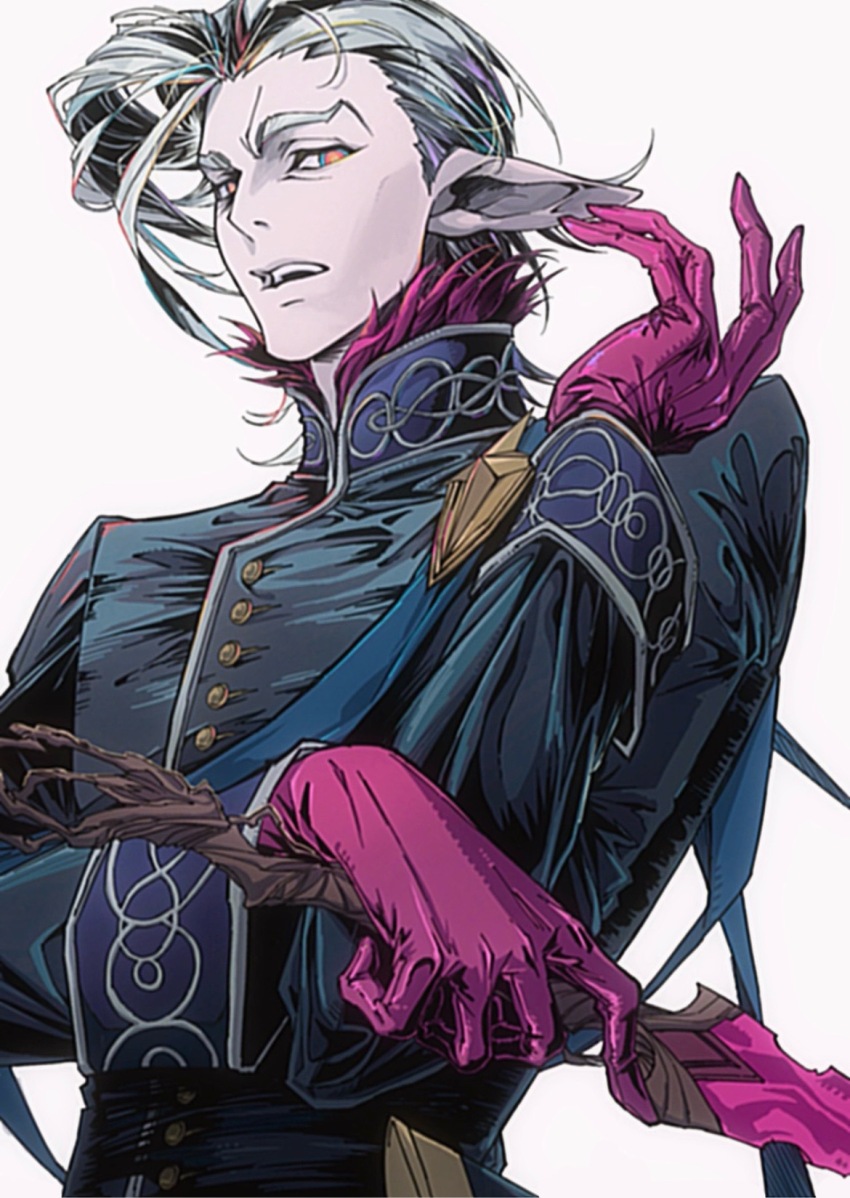 1boy, annoyed, arknights, artist_request, buttons, chinese_commentary, commentary_request, commission