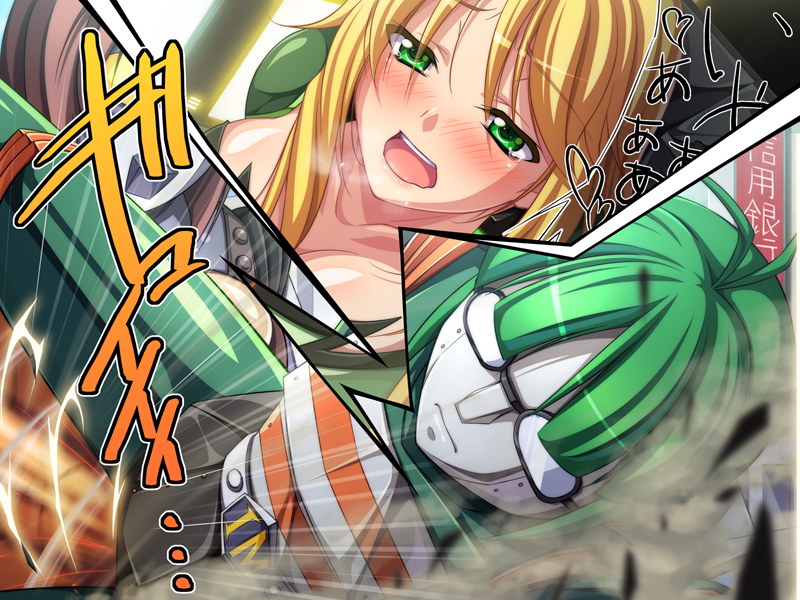 1girl, ahegao, blonde_hair, blush, chozuru, glasses, green_eyes, green_hair