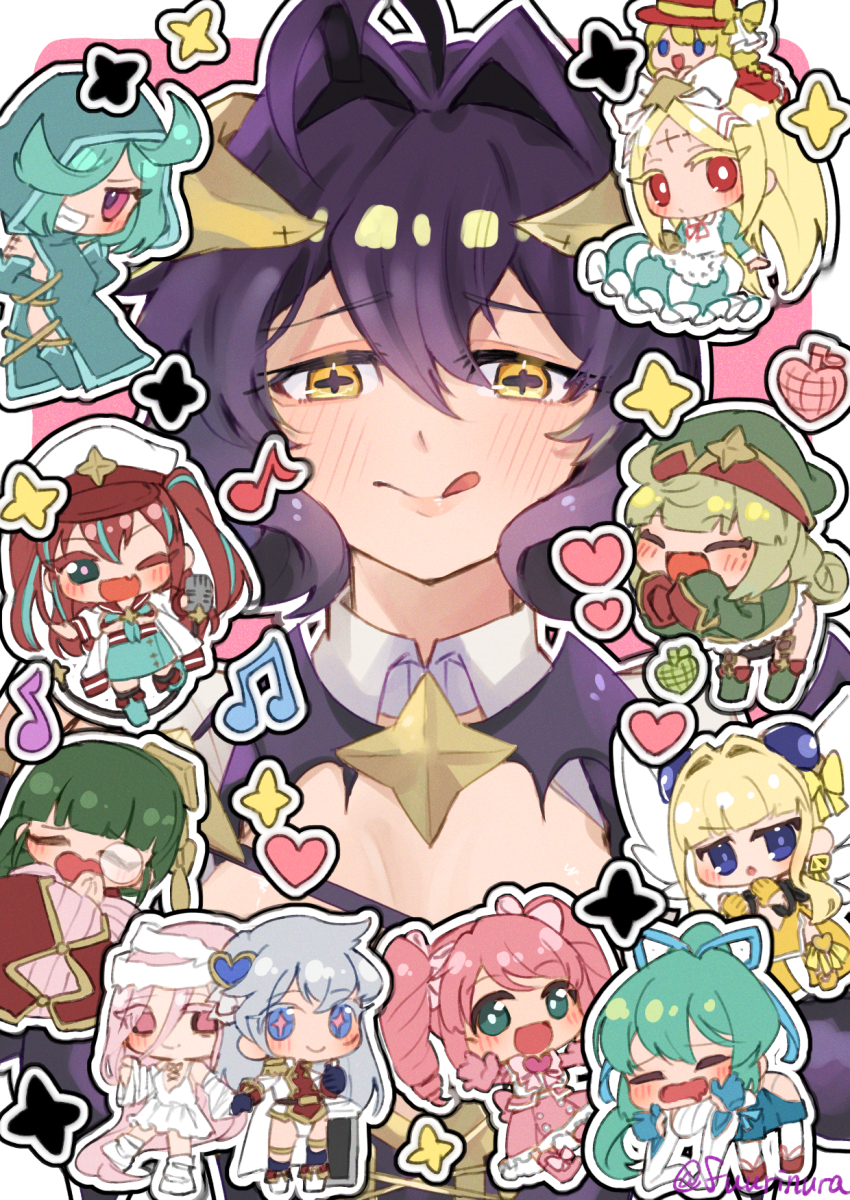 6+girls, :q, ahoge, akoya_matama, anemo_nemo, araga_kiwi, bersega_(mahou_shoujo_ni_akogarete), blonde_hair