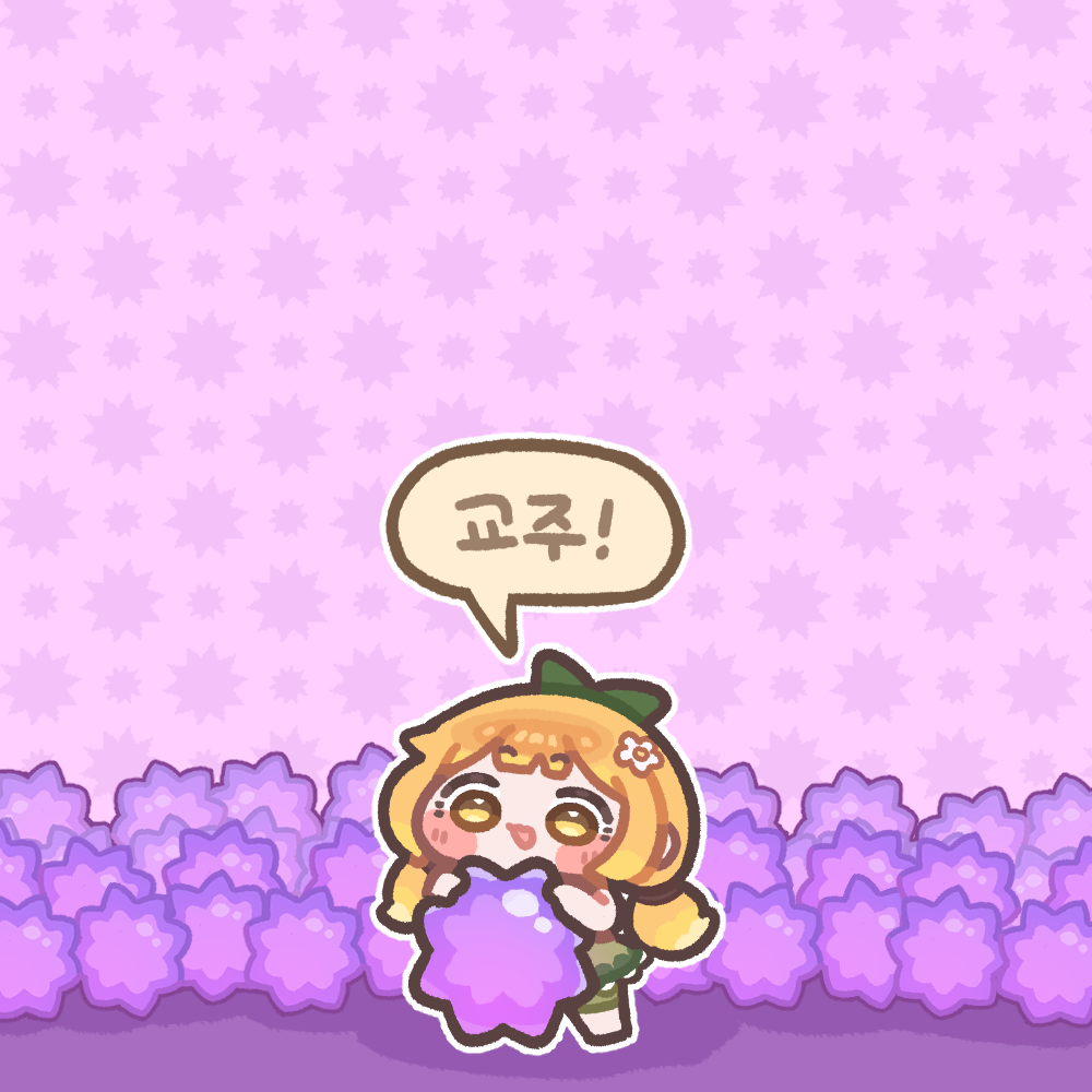 1girl, blonde_hair, blush_stickers, candy, chibi, chibi_only, commentary_request, flower