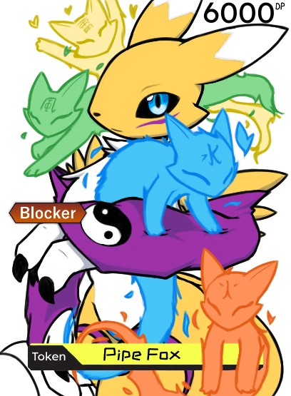 black_sclera, colored_sclera, digimon, digimon_(creature), digimon_card_game, ferocious_soup, fox_tail, furry, renamon, sakuyamon, tail, token_(tcg)